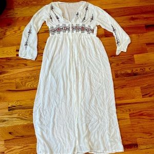 Long White V cut dress